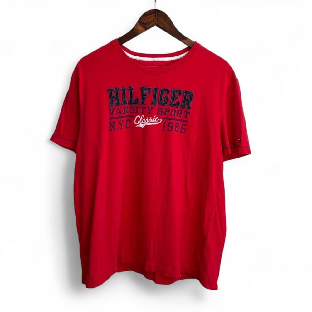 Tommy Hilfiger Y2K Script Logo Tee Preppy Men's L Streetwear School Rugby